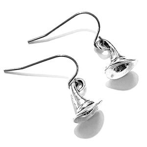 Silver Witch Hat Earrings Dangle Halloween Jewelry NEW!